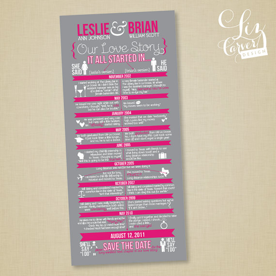 List Of 10 Geeky Wedding Invitation Ideas Nerd S If You Want To Tell Your Unique Love Story All Guests Along With The Wedding Invitation This Custom Made Infographic Can Be A Convenient Option