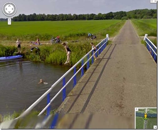 Perfect timing of a girl jumping from a bridge.