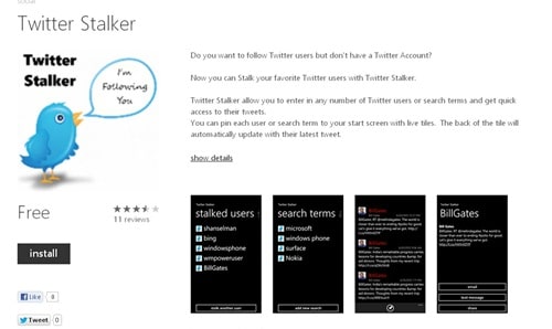 Twitter Stalker for Windows Phone
