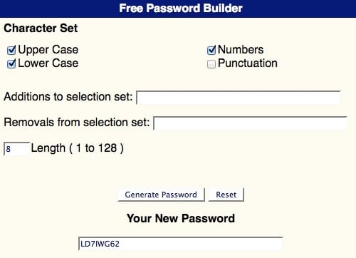 Free Password Builder
