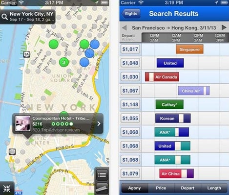 Hipmunk flight and hotel search for iPhone 5