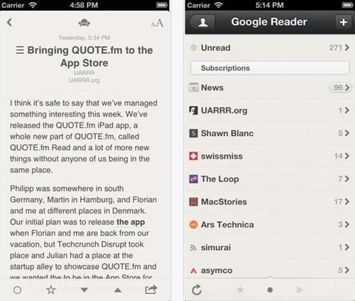 Reeder for iphone 5