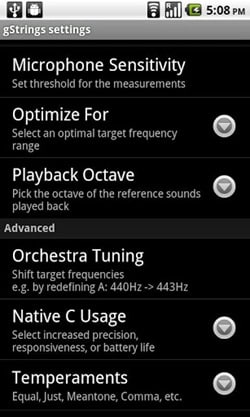 Tuner - gStrings for android