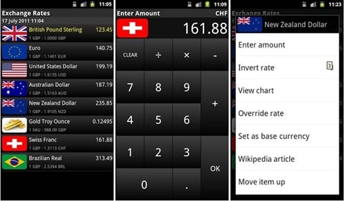 Exchange rates for android