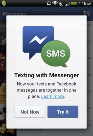 Text from Facebook Messenger