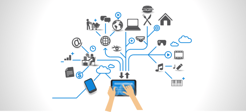 an illustration of how the internet of things connects data and apps