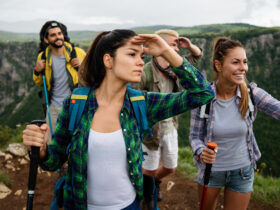 hikers with outdoor background