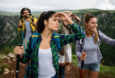 hikers with outdoor background