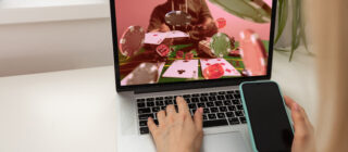 Man playing poker online