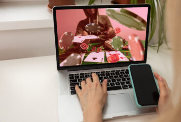 Man playing poker online