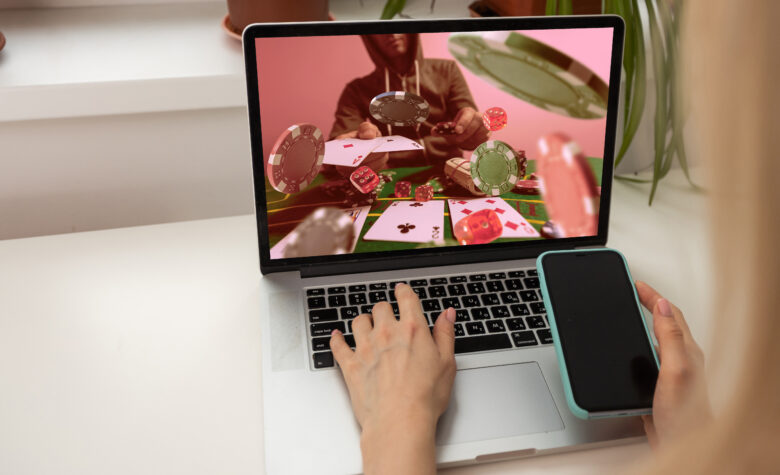 Man playing poker online