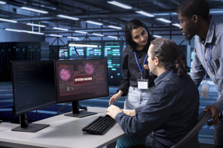 data security staff working on breached system