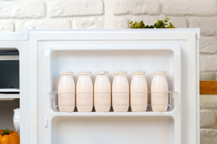 milk bottles stored in cooler/refridgerator