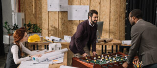 young architects breaking to play game