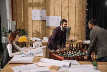 young architects breaking to play game