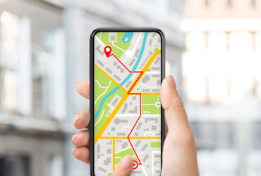 woman using gps navigation on phone