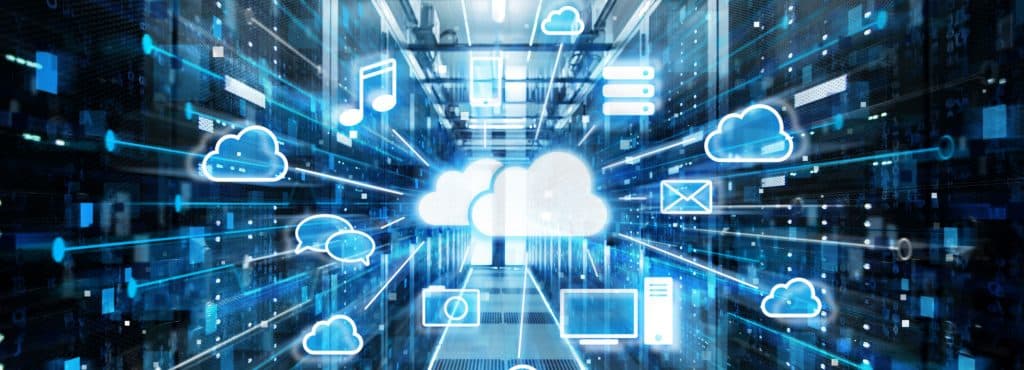 illustration of cloud-based data connections using icons