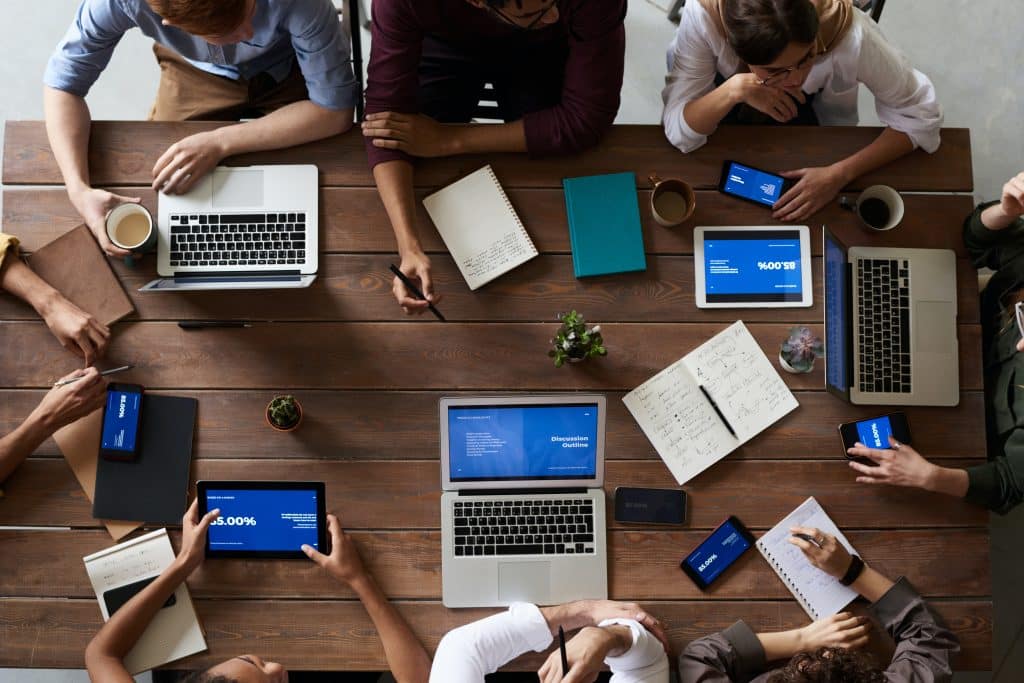 Team working together at a table