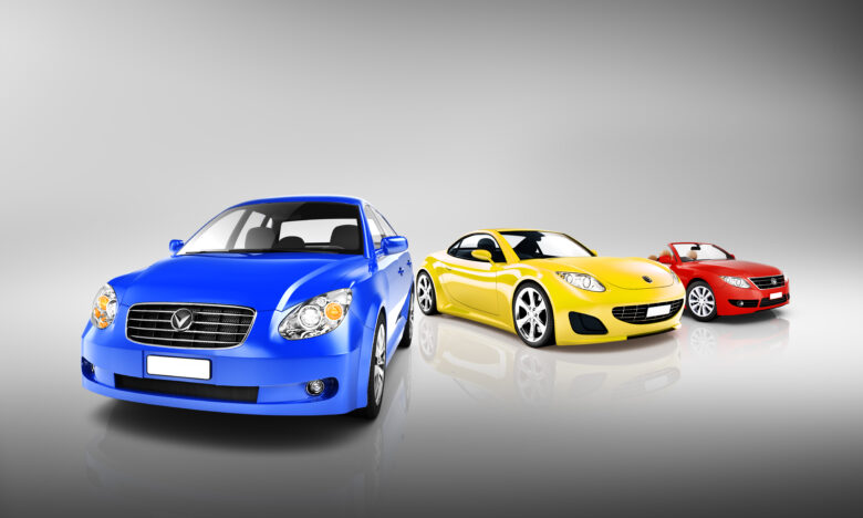 luxury cars on grey and white background