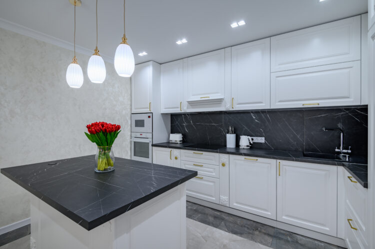 luxury modern domestic kitchen with furniture