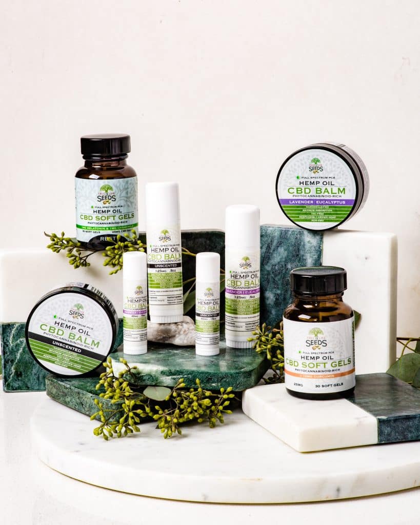 a variety of CBD products on display