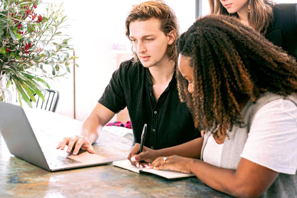 Team working together on a laptop