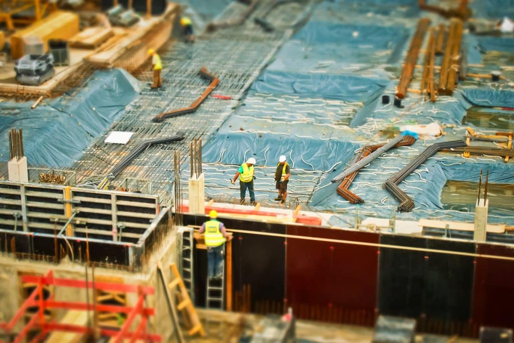 aerial view of a building construction site