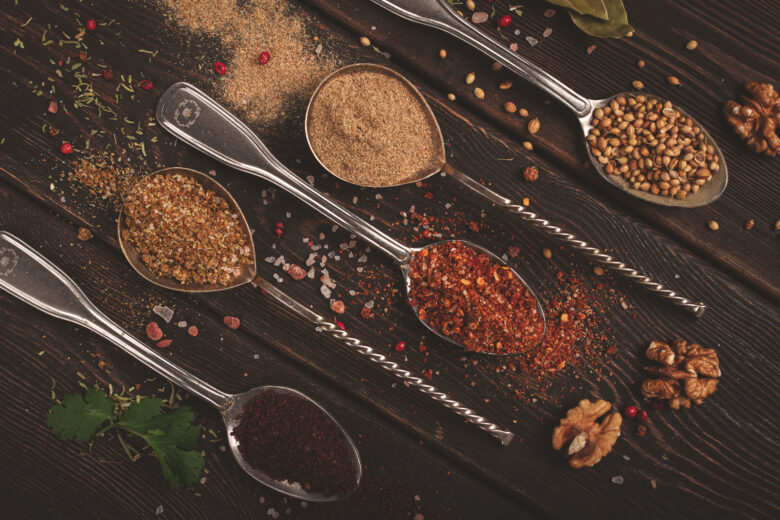 Spices on spoons