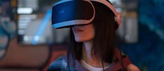 woman wearing VR headset
