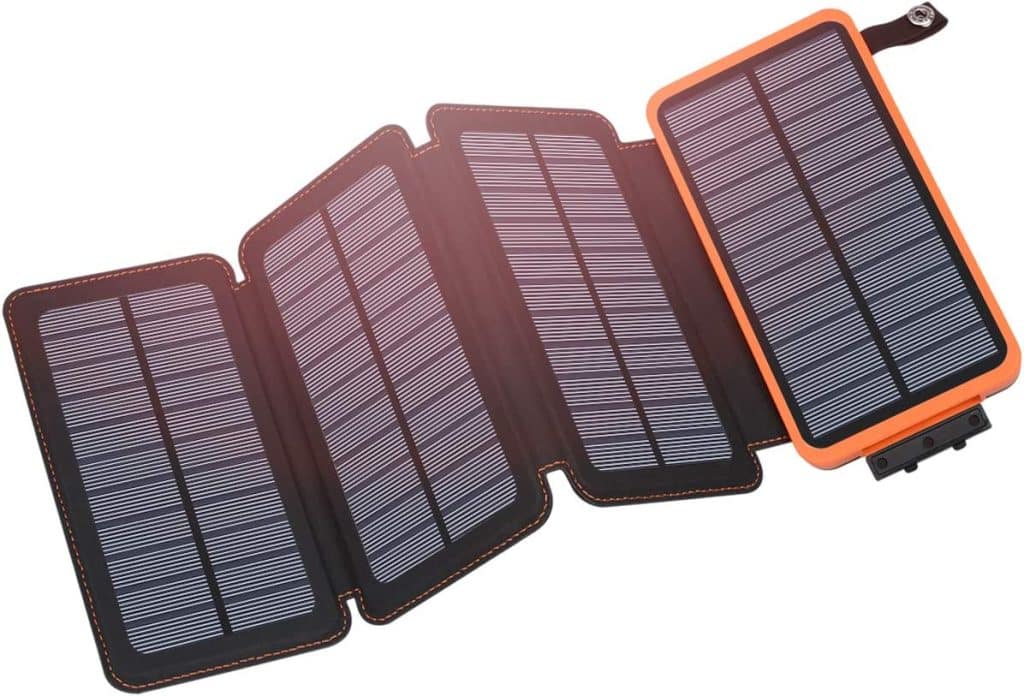 Hiluckey Outdoor USB C Portable Power Bank with 4 Solar Panels