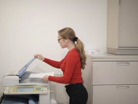 woman using a photocopier