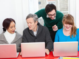 people on internet with computers