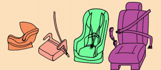 illustration of various types of child car seats