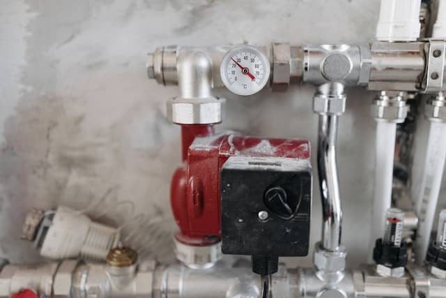 plumbing with gauge and valve