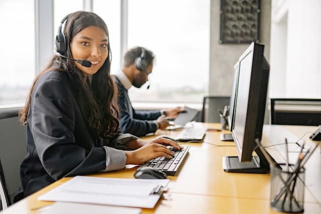 customer support person with headset