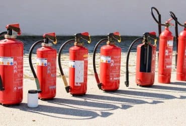 row of fire extinguishers