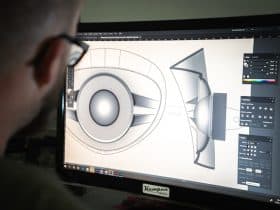 man working on CAD software design