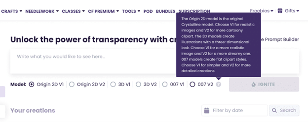 screenshot of CF Spark Crystalline tool to make transparent PNG files