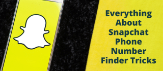 title slide with image of smartphone with snapchat icon displayed, along with the title "Everythin about Snapchat phone number finder tricks".