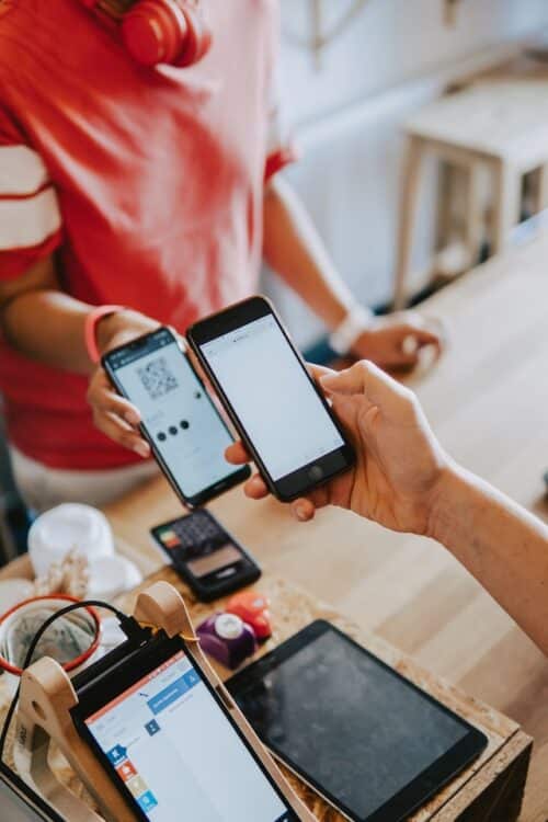 person making a mobile payment