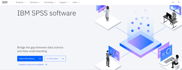 screenshot of the IBM SPSS software page