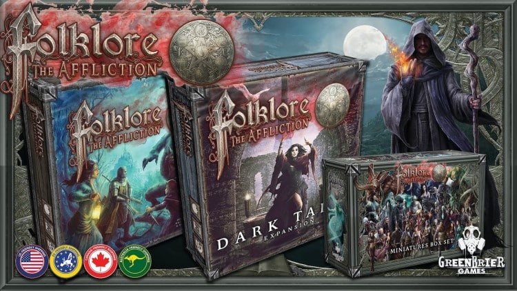 The set of Folklore: The Affliction board games and expansion sets
