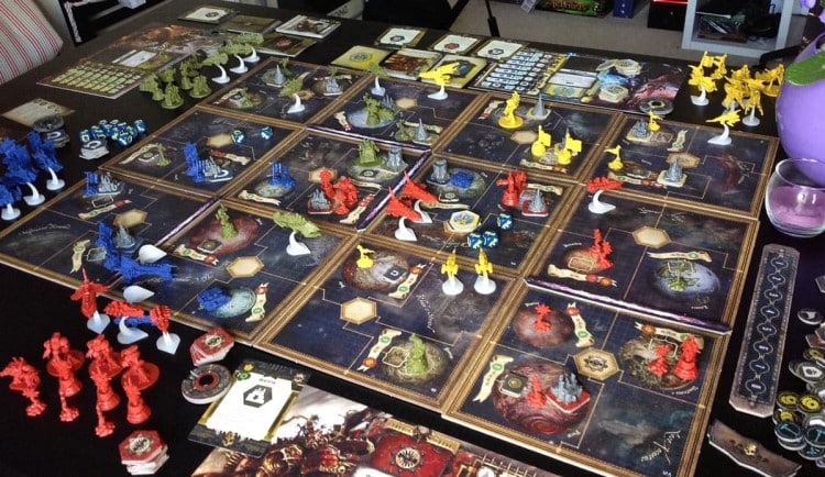 Forbidden Stars board game set up on a table