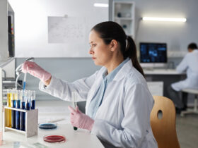 woman running tests in a lab