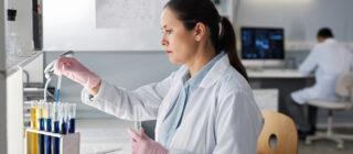 woman running tests in a lab