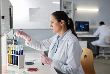 woman running tests in a lab