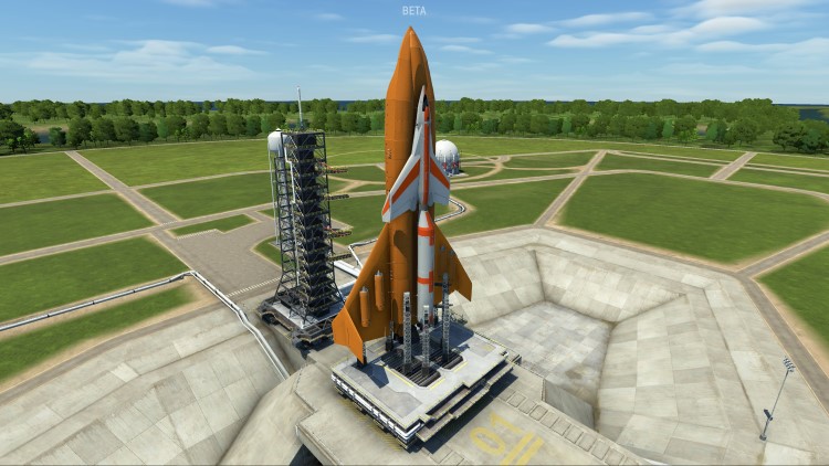 screenshot from Kerbal space program showing a rocket ready to launch