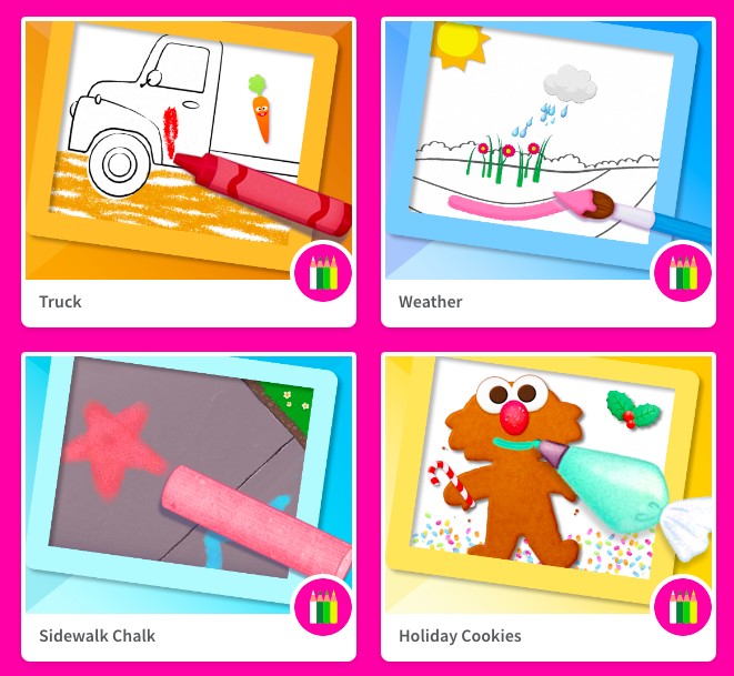 screenshot of art pictures drawn on Sesame Street Art Maker