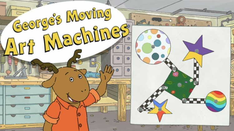 Title screen for the PBS Kids art game called George's Moving Art Machines