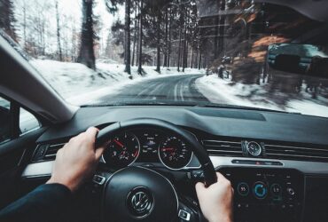 driving on a snowy road